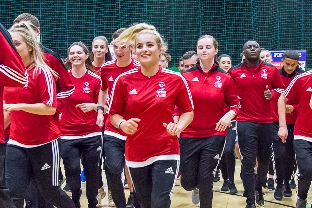 PE Apprentices running in sports hall